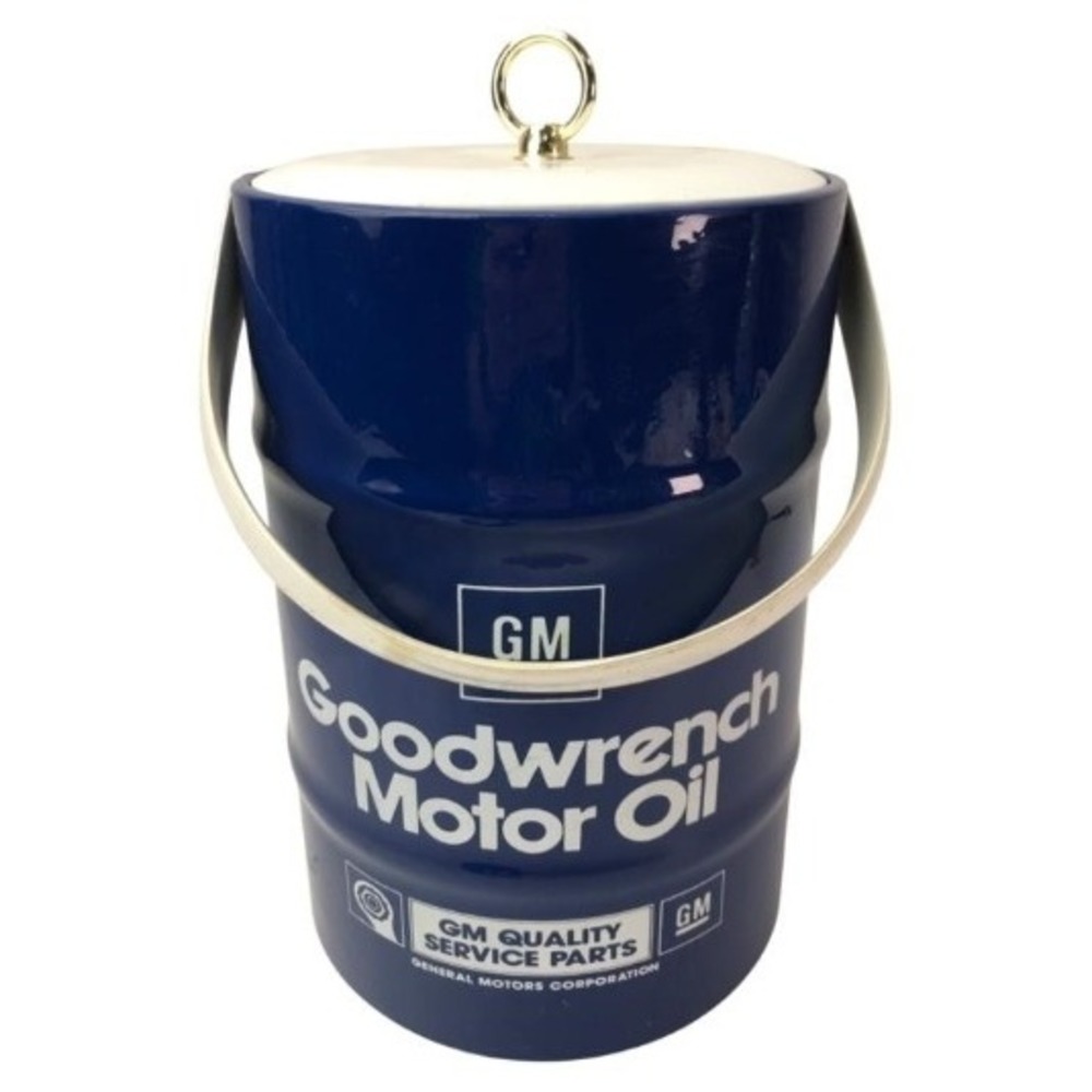 Vintage GM Goodwrench Motor Oil Can Ice Bucket Cooler Lidded Garage Bar Decor